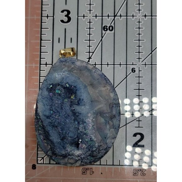 Blue Galaxy Druzy Quartz Chunk Pendant Natural Semi-Precious Gemstone Stunning - Picture 11 of 11